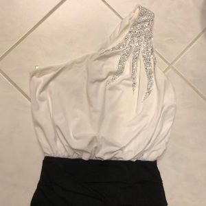 White and Black one shoulder dress wore once!!